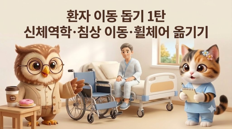 [2026 간호조무사 국시 실기] 환자 이동 돕기 1탄｜신체역학·침상 이동·휠체어 옮기기 핵심정....