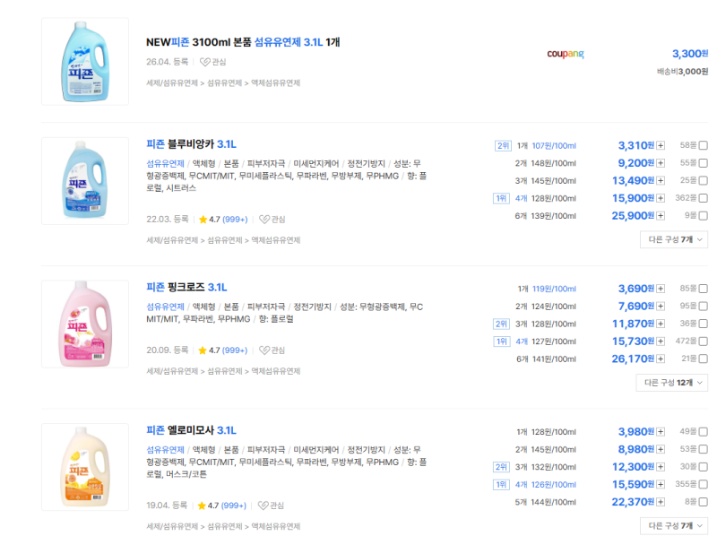 피죤, 샤프란, 다우니 섬유유연제 뭐가 다를까? 향부터 성분까지 정리