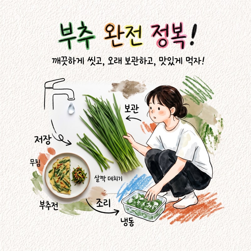 부추 씻는법 보관 오래 부추전 손질 살짝데치기 무침 냉동 종류
