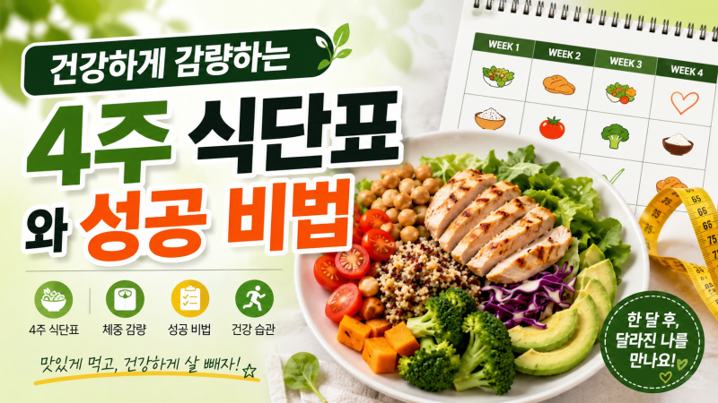 다이어트 한 달 식단표 총정리 건강하게 살 빼는 4주 플랜