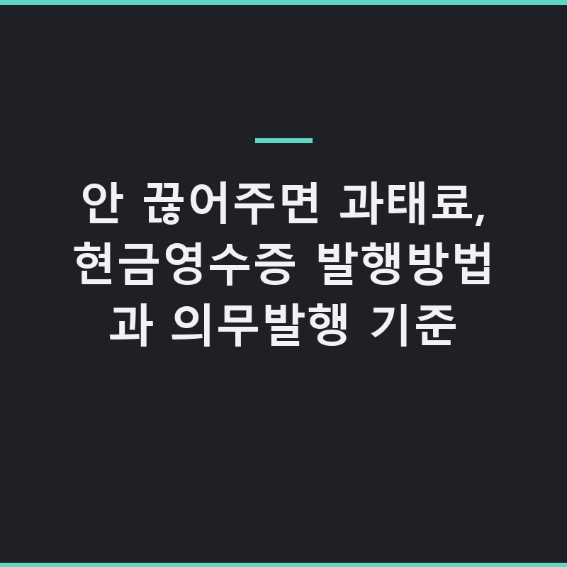 안 끊어주면 과태료, 현금영수증 발행방법과 의무발행 기준