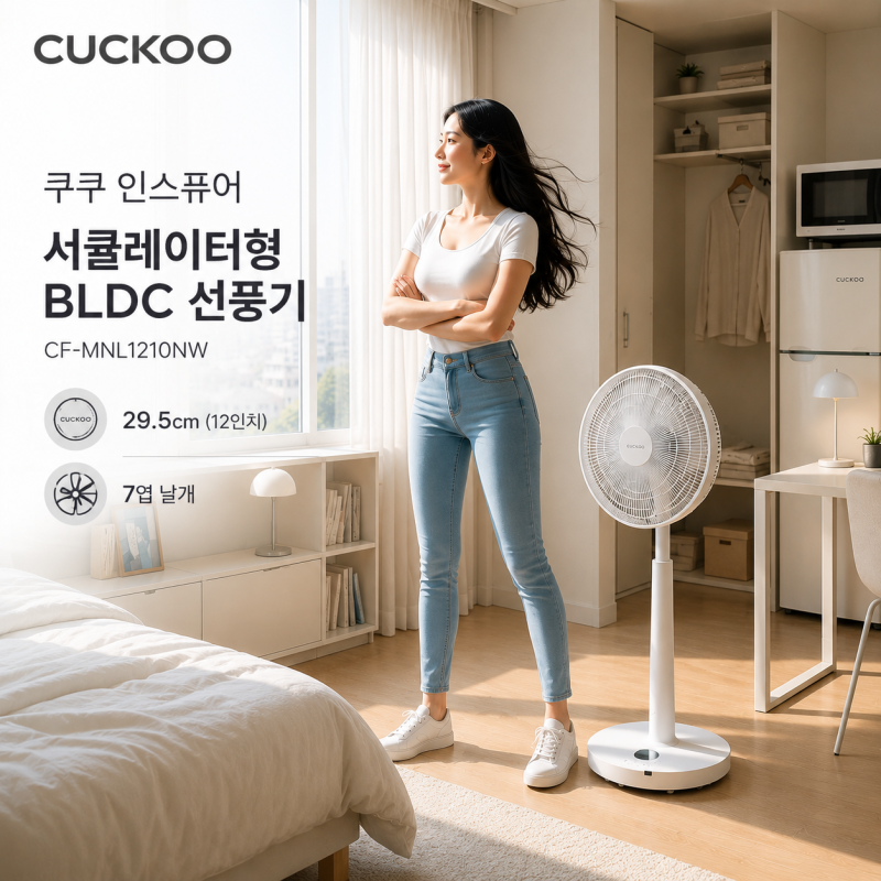 쿠쿠 인스퓨어 BLDC 선풍기 CF-MNL1210NW 후기, 7엽 바람의 차이
