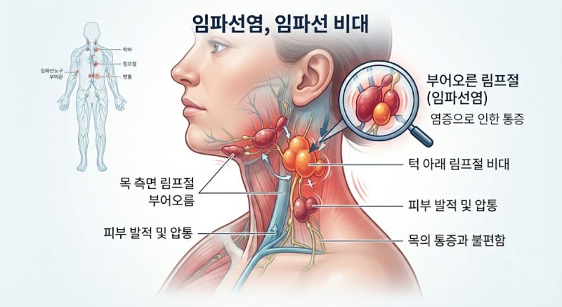 임파선염 증상 원인 진단 약물 치료 관리 음식