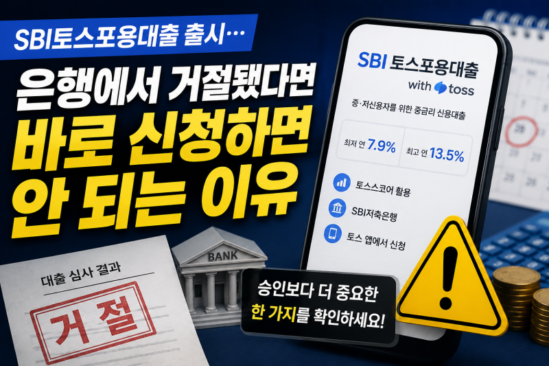 SBI토스포용대출 출시…은행에서 거절됐다면 바로 신청하면 안 되는 이유