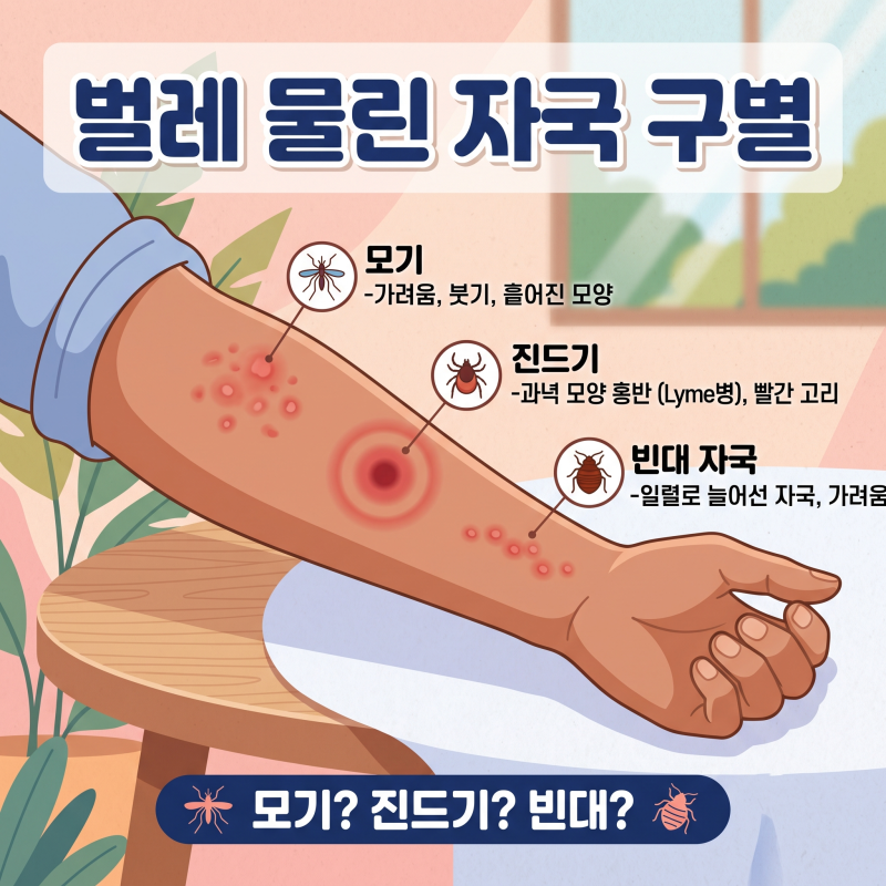 벌레 물린 자국 종류 구별, 진드기·모기·빈대 차이와 위험 신호