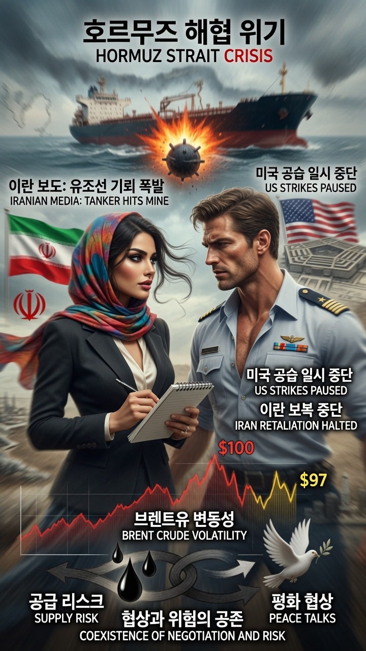 # 호르무즈 유조선 또 기뢰 폭발, 유가 100달러와 협상 재개 신호가 같은 주말에 나왔습니다.