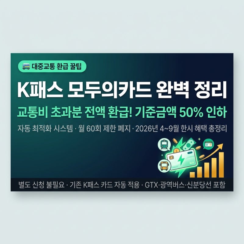 K패스 모두의카드 완벽 정리 2026 — 교통비 초과분 전액 환급! 기본형 vs 모두의카드 비교 & 4~9....