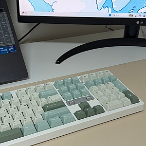 프리플로우 키보드 아콘 ak68 DualDial, 말차라떼 저소음블루축 후기