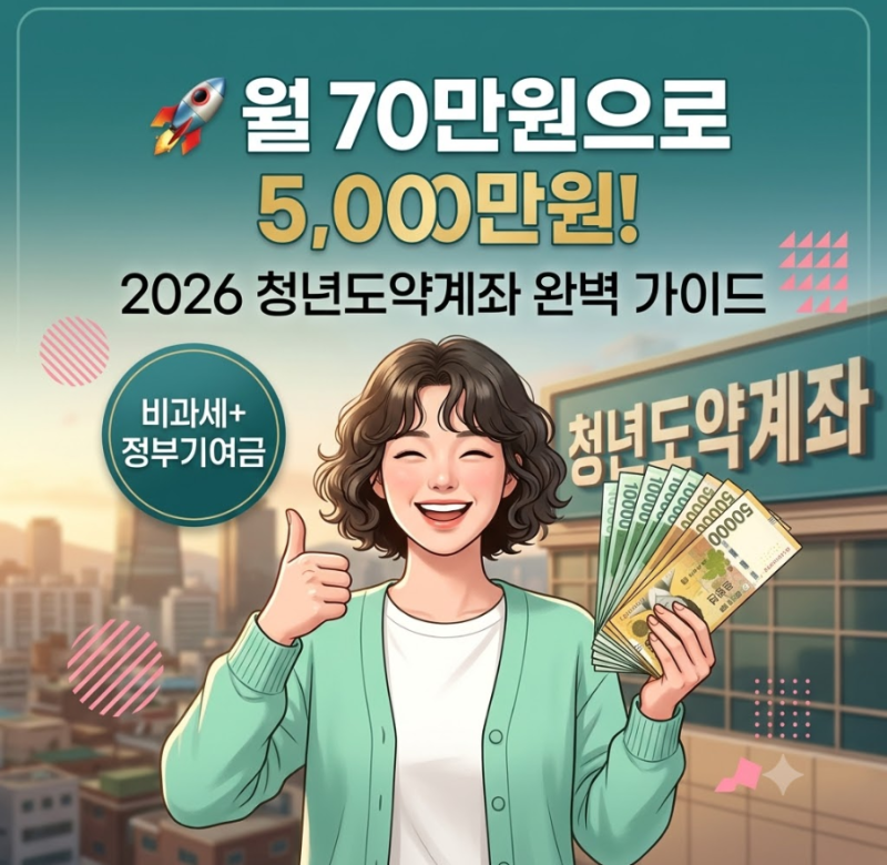 "월 70만원으로 5,000만원 목돈 만들기!" 2026년 청년도약계좌 조건부터 신청방법·꿀팁까지 완....