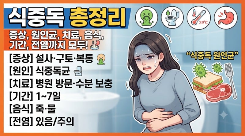 식중독 걸렸을 때 증상은? 원인 식중독균부터 치료 방법·먹어도 되는 음식·기간·전염 여부 ....