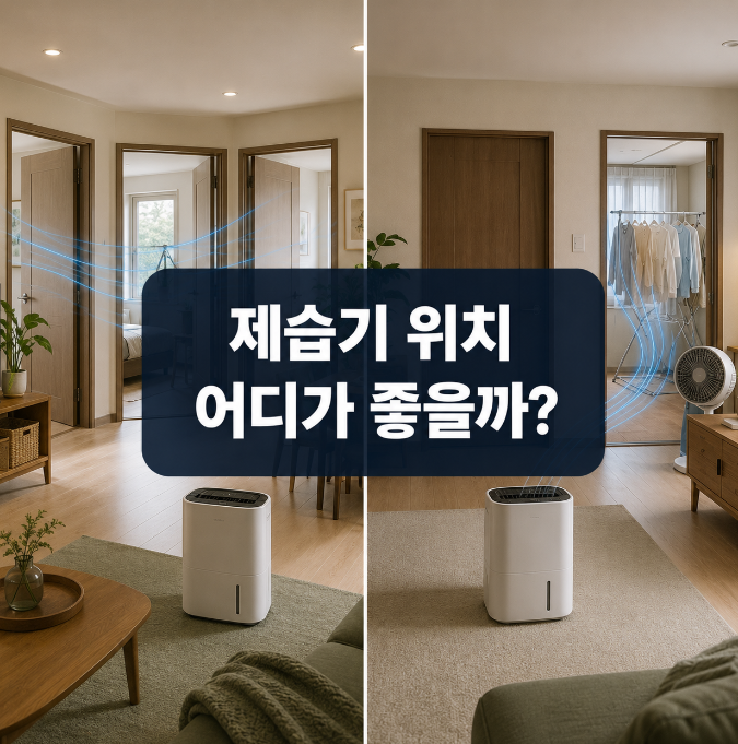 제습기 위치, 거실에 두고 방문 열면 효과가 떨어질까?