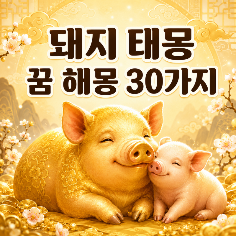 돼지 태몽 꿈해몽 30가지｜황금돼지·새끼 돼지·집에 들어오는 꿈 의미