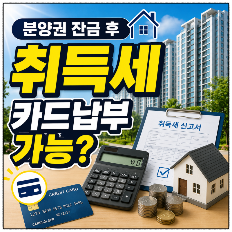 분양권 잔금 취득세 카드 납부 가능할까?