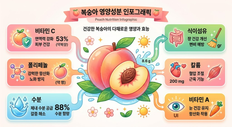 복숭아 효능 총정리! 영양성분·칼로리·부작용 (7월 제철 과일)