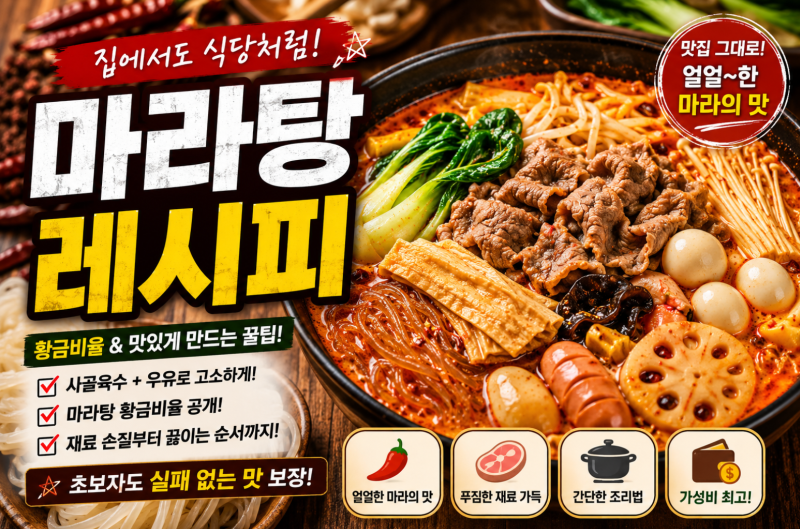 집에서도 식당처럼! 마라탕 레시피 황금비율, 실패 없는 국물 만들기