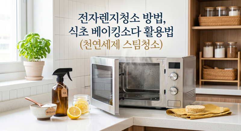 전자렌지청소 방법, 식초 베이킹소다 활용법 (천연세제 스팀청소)