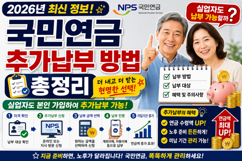 국민연금 추가납부 방법 총정리: 실업자도 납부 가능한가요?