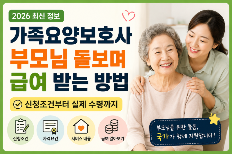 가족요양보호사 급여 받는 방법｜부모님을 돌보며 신청조건부터 실제 수령까지(2026)
