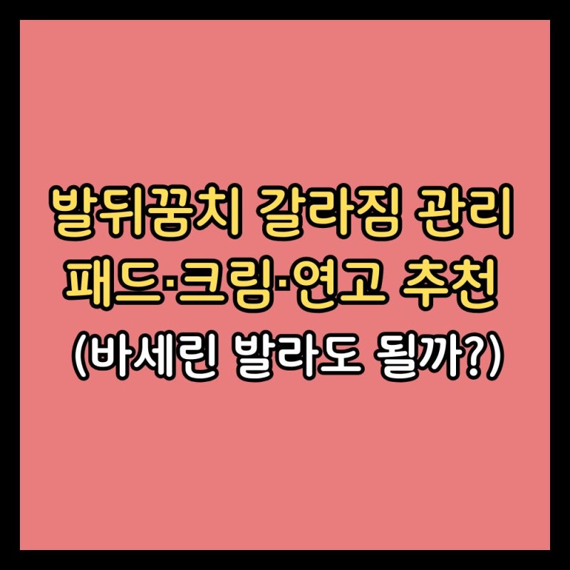 발뒤꿈치 갈라짐 관리 패드·크림·연고 추천 (+바세린 발라도 될까?)