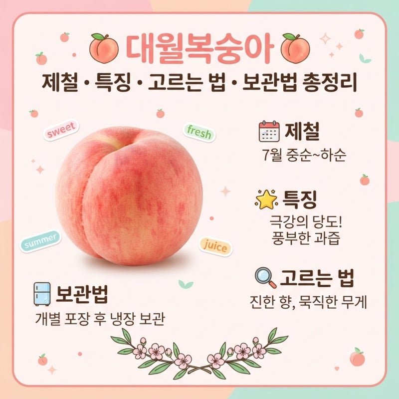 아삭상큼한 대월복숭아 제철 특징 고르는 법 및 보관법 총정리