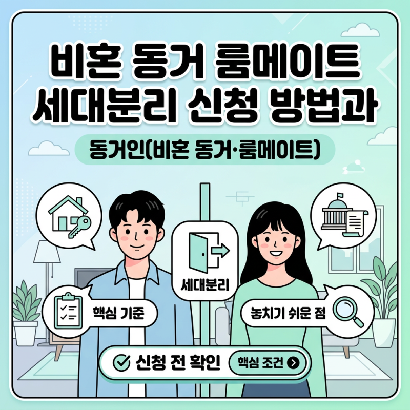 비혼 동거 룸메이트 세대분리 신청 방법과 필요 서류 안내