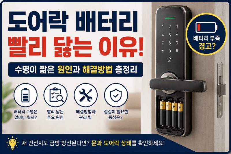 도어락 배터리 빨리 닳는 이유! 수명부터 해결방법까지 총정리