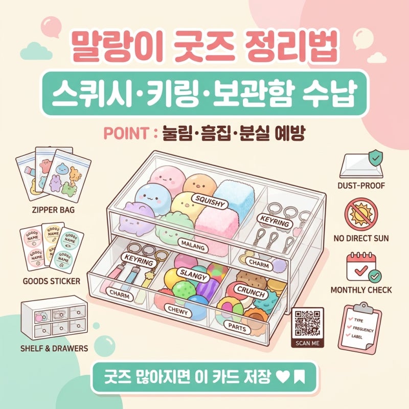 말랑이 굿즈 정리법 스퀴시 키링 보관함 수납 방법