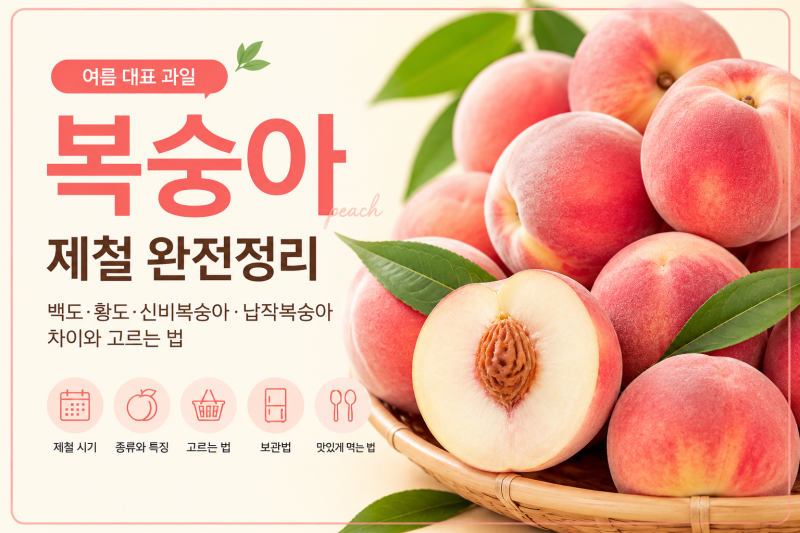 복숭아 제철 완전정리｜백도·황도·신비복숭아·납작복숭아 차이와 고르는 법