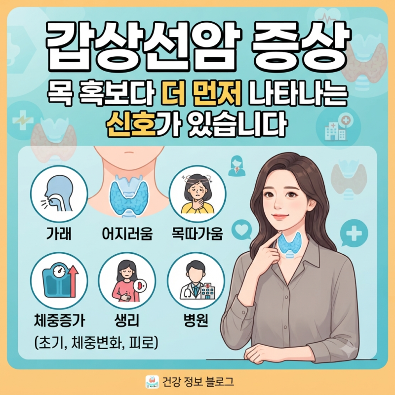 갑상선암 증상, 목 혹보다 더 먼저 나타나는 신호가 있습니다(초기, 체중, 가래, 목따가움, 병....