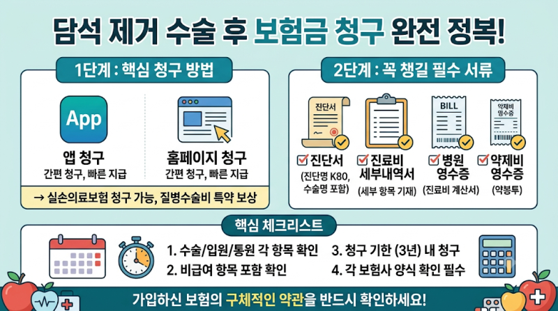 담석 제거 수술비·실손보험 보상 총정리! 보험금 청구 전 꼭 확인하세요