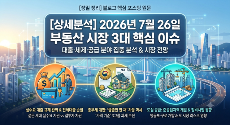 [상세분석] 2026년 7월 26일 부동산 시장 3대 핵심 이슈 & 전망