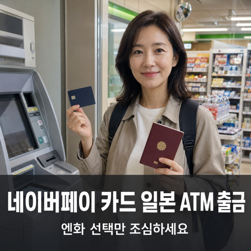 네이버페이 머니카드 일본 ATM 출금, 세븐은행에서 엔화 선택하는 순서