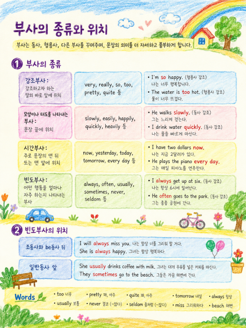 [초등-기초영어] 27. 부사의 종류와 위치