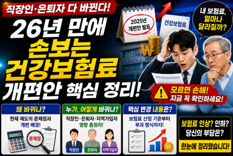 “직장인·은퇴자 다 바뀐다” 26년 만에 손보는 건강보험료 개편안 핵심 정리