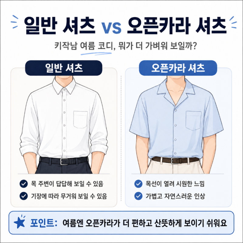 오픈카라 셔츠가 키작남 여름 코디에 잘 어울리는 이유