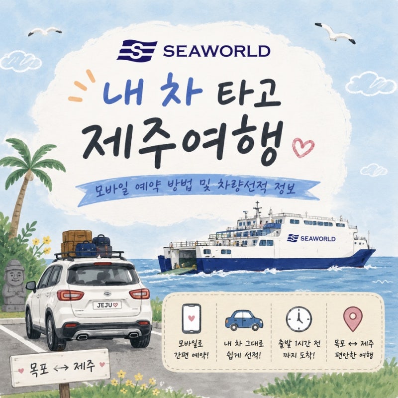 목포에서 제주 배타고 가는 방법 차끌고 제주여행 씨월드고속훼리 차 선적 예약방법