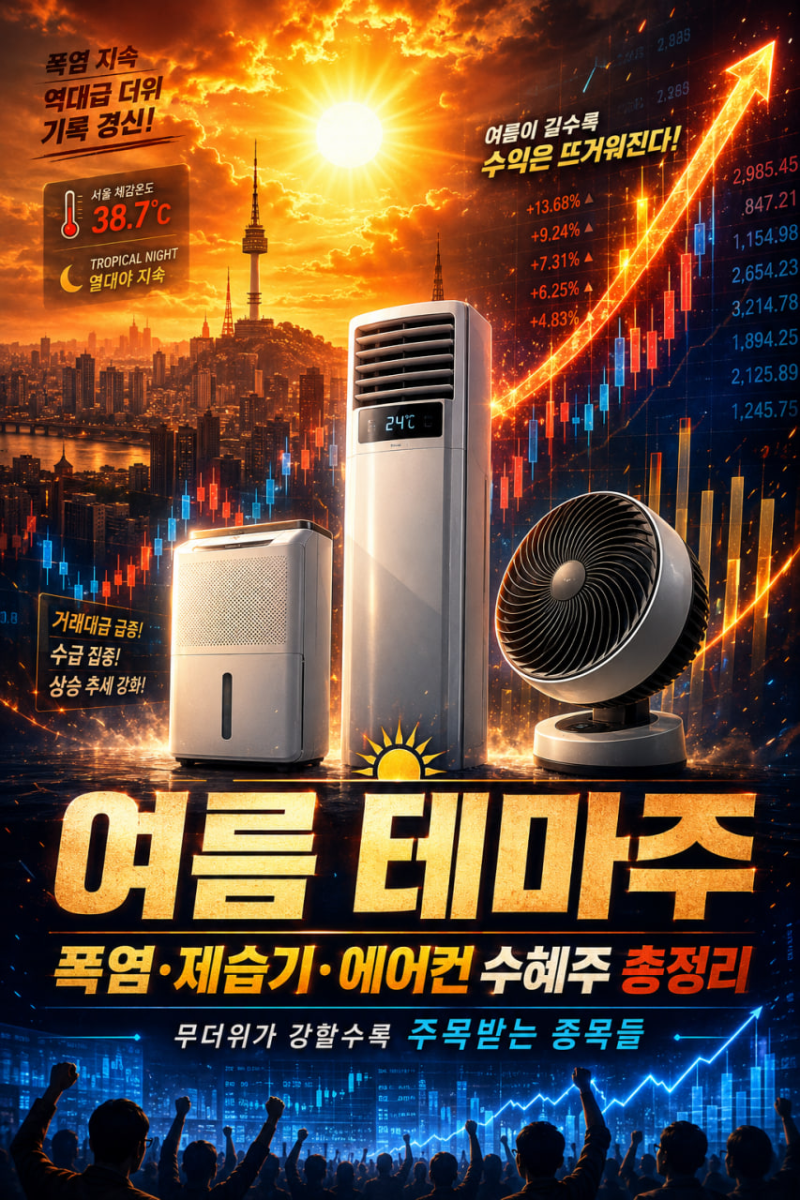 제습기·에어컨 관련주 정리｜위닉스·파세코·신일전자, 폭염 수혜주는 누구?