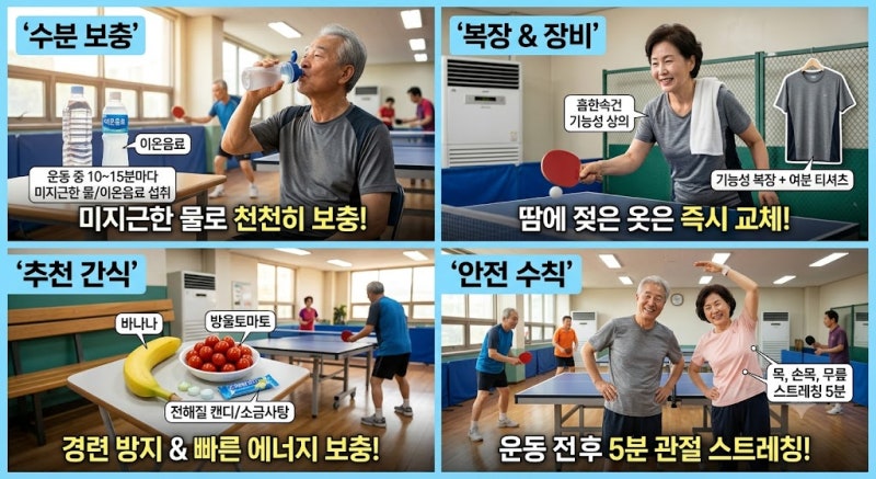 [앵콜마스터 탁구] 쾌적한 실내 탁구장에서 땀 흘리는 즐거움! 여름 운동 꿀팁 & 추천 간식