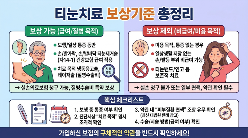 티눈 치료 실손보험 청구 가능할까? 보상 기준 총정리
