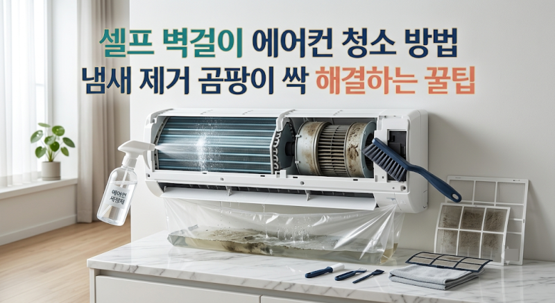 셀프 벽걸이 에어컨 청소 방법 냄새 제거 곰팡이 싹 해결하는 꿀팁