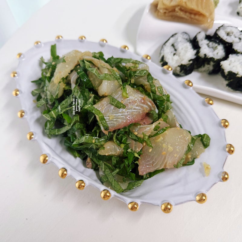 요즘 인기 만점! 광어깻잎무침 술안주 강민경 소금김밥 묵은지