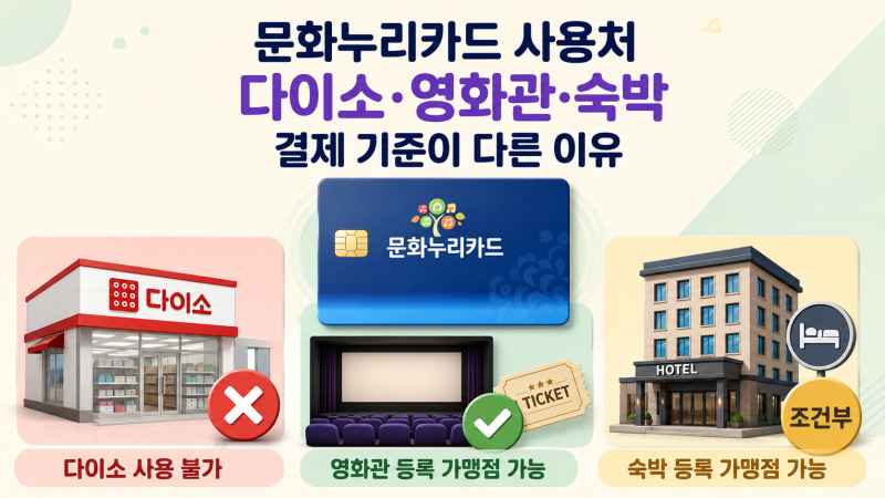 문화누리카드 사용처, 다이소·영화관·숙박 결제 기준이 다른 이유