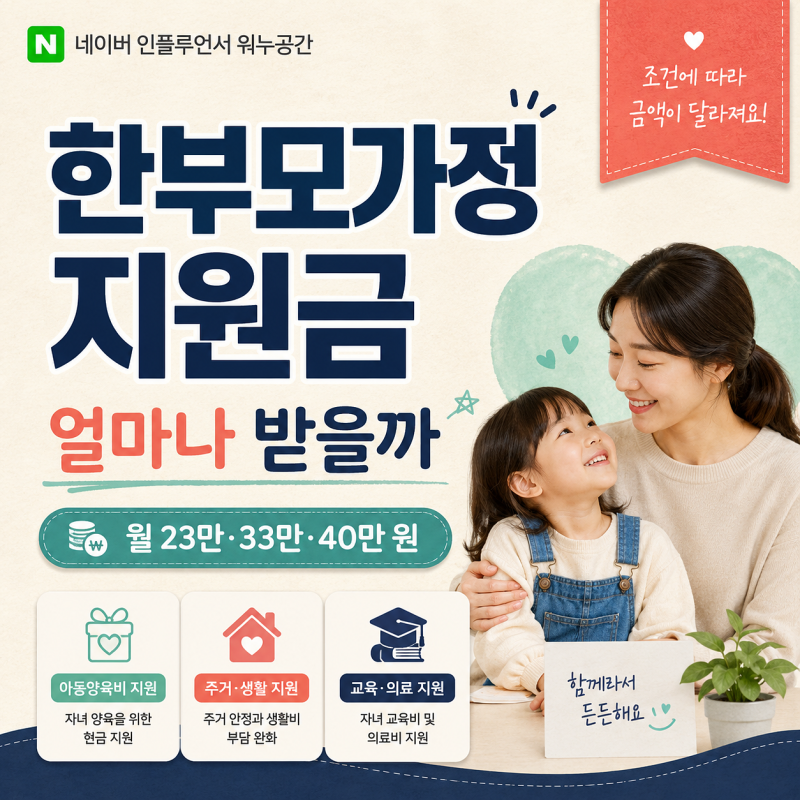 한부모가정 지원금 얼마나 받을까, 조건별 혜택과 신청 기준 한눈에 보기