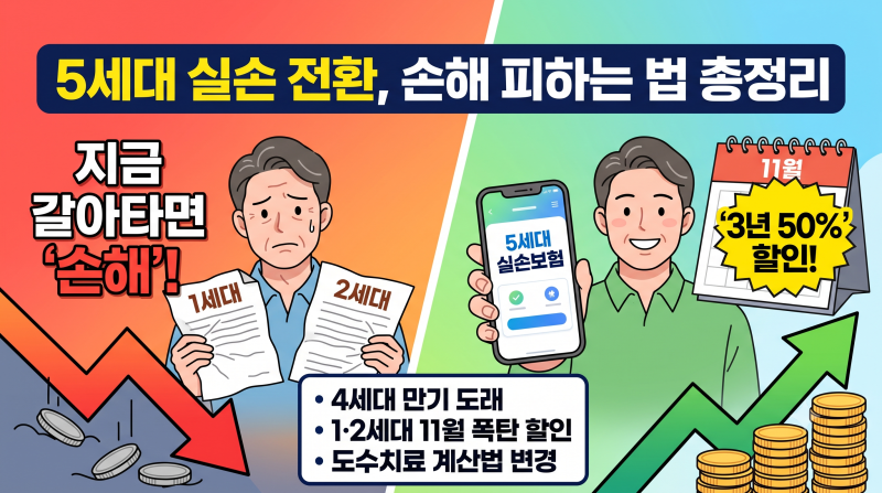 5세대 실손보험 전환, 지금 갈아타면 손해인 사람 | 4세대 만기·11월 할인 총정리