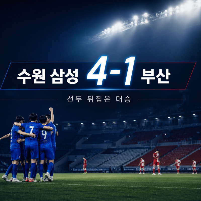 수원 삼성 4골 대폭발, 선두 부산을 무너뜨렸다…승격 경쟁 뒤흔든 4대1 역전승