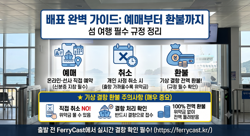 여객선 예매·취소·환불 총정리 2026｜배표 예약 방법부터 결항 환불까지
