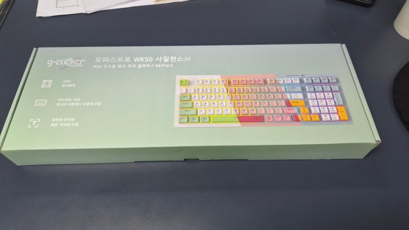 지클릭커 오피스프로 WK50 사일런스 M RGB 무소음 방수 무선 블루투스 키보드 Greenwich RC1 98키 (WK....