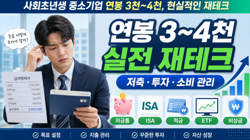 사회초년생 중소기업 연봉 3천~4천, 현실적인 재테크