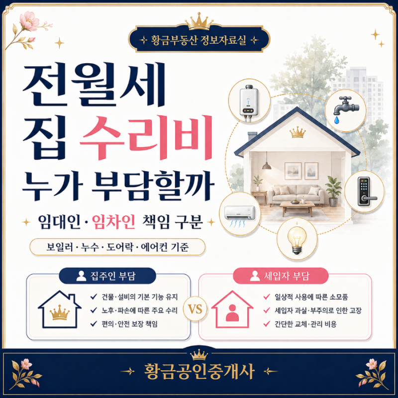 전월세 집 수리비는 누가 부담할까｜임대인·임차인 책임 구분