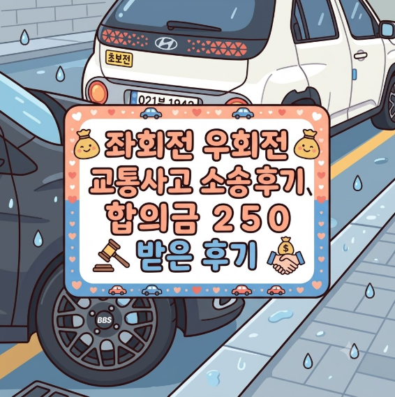 좌회전 우회전 교통사고 과실 100:0 합의금 250만원 종결할 수 있었던 후기